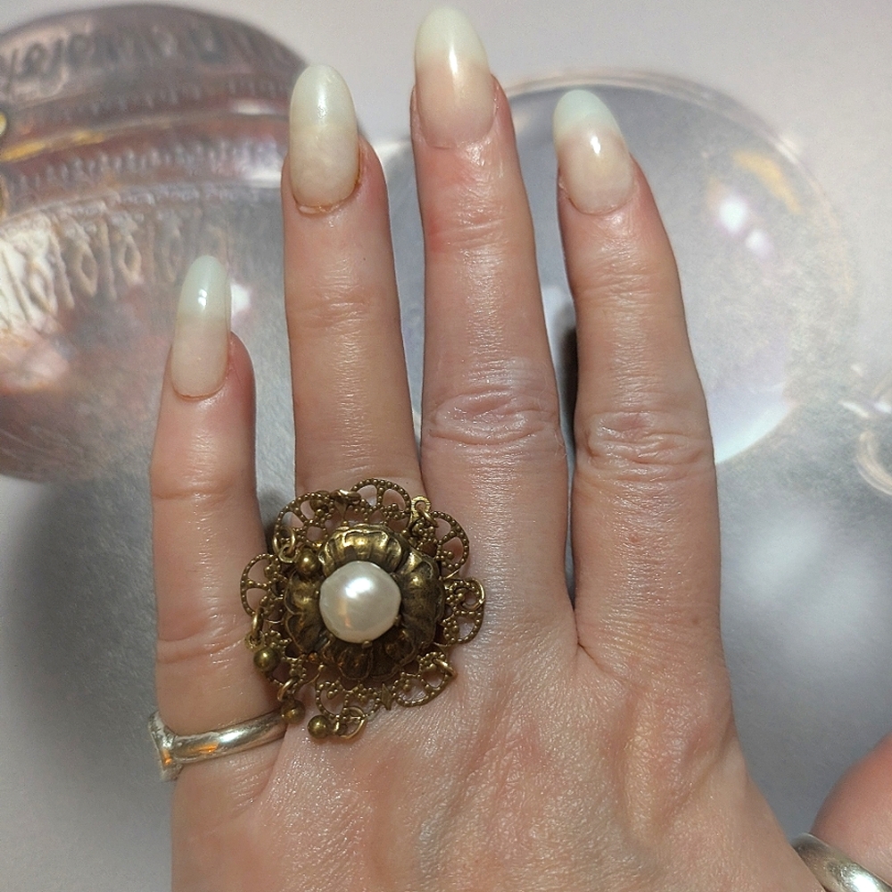 Retired Jan Michaels BIWA Pearl Charm Ring